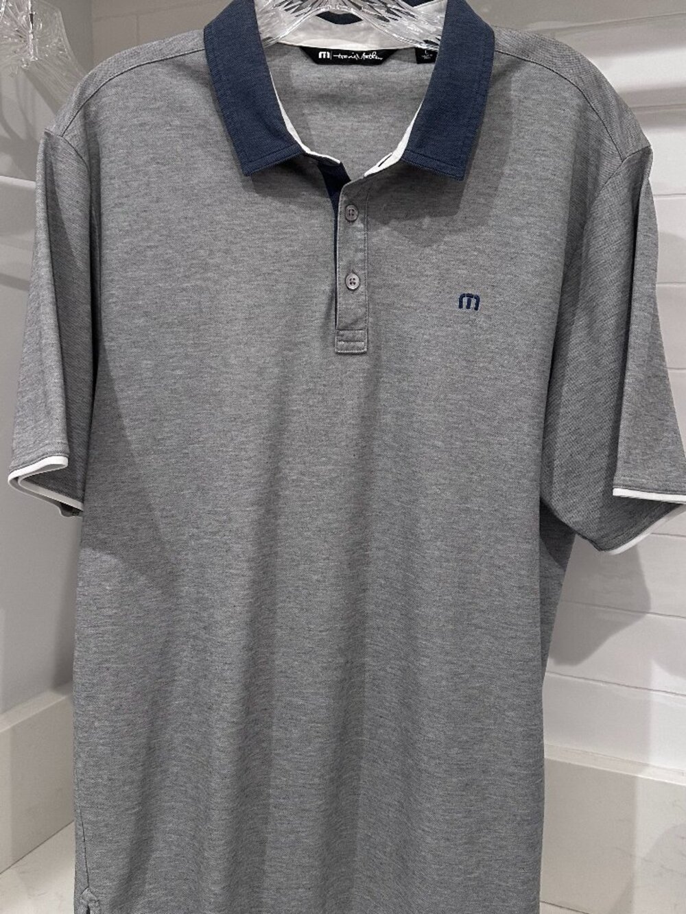 TravisMathew "The Thush" Men's Performance Polo in Heathered Gray;  Large
